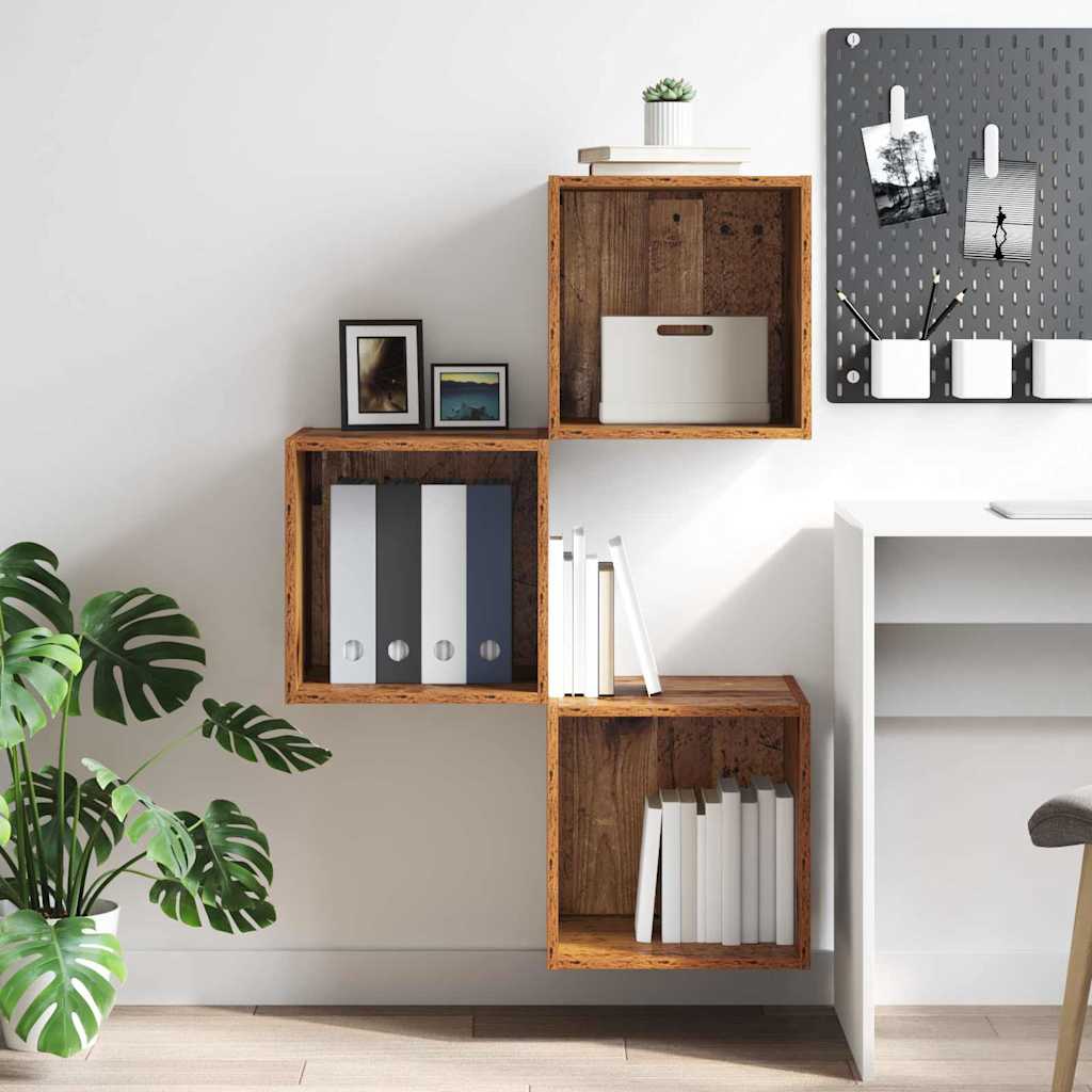 Vægskab med hylde Gammelt træ 37 x 37 x 37 cm Konstrueret træ