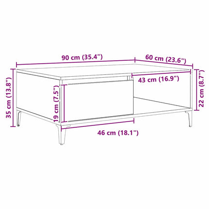 Sofabord artisan eg 90 x 60 x 35 cm Konstrueret træ