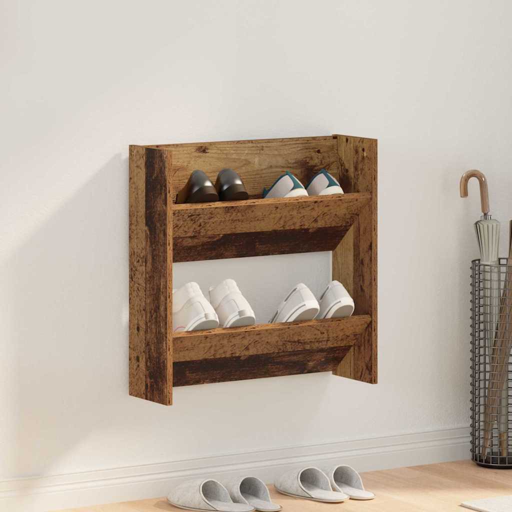 Sko skab med hylde Gammelt træ 60 x 18 x 60 cm Konstrueret træ