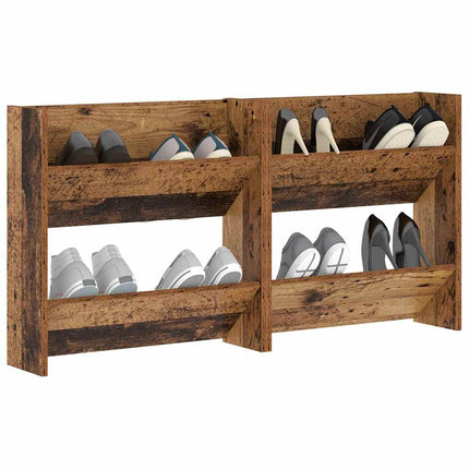 Sko skab 2 stk. 60 x 18 x 60 cm Konstrueret træ Gammelt træ
