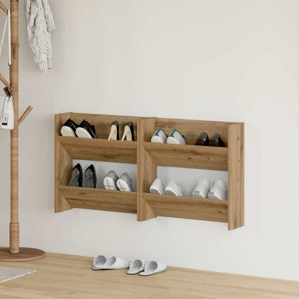 Sko skab 2 stk. 60 x 18 x 60 cm Konstrueret træ Artisan-eg