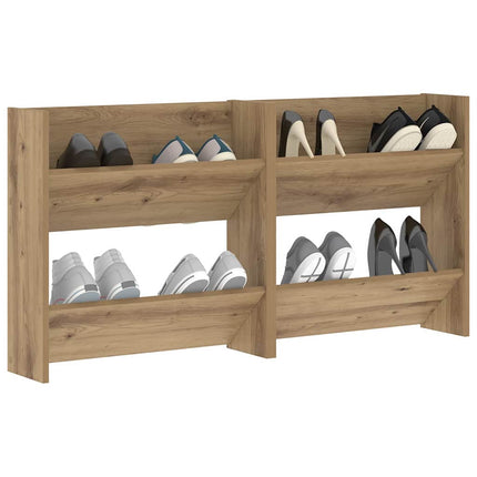 Sko skab 2 stk. 60 x 18 x 60 cm Konstrueret træ Artisan-eg