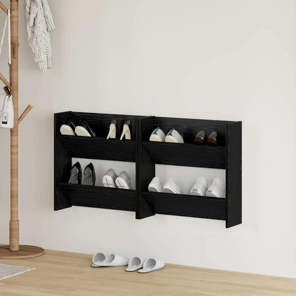 Sko skab 2 stk. 60 x 18 x 60 cm Konstrueret træ Sort eg
