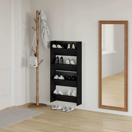 Sko skab 2 stk. 60 x 18 x 60 cm Konstrueret træ Sort eg