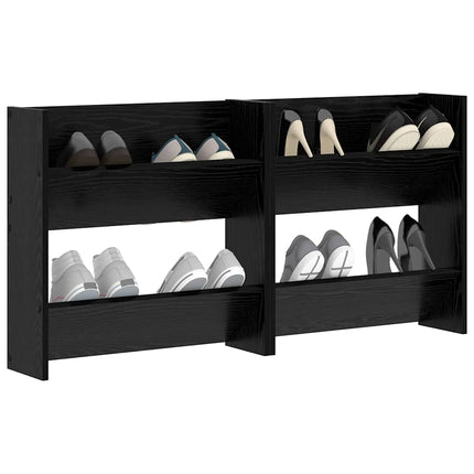 Sko skab 2 stk. 60 x 18 x 60 cm Konstrueret træ Sort eg