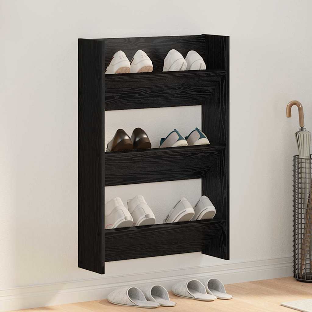 Sko skab med hylde Sort eg 60 x 18 x 90 cm Konstrueret træ