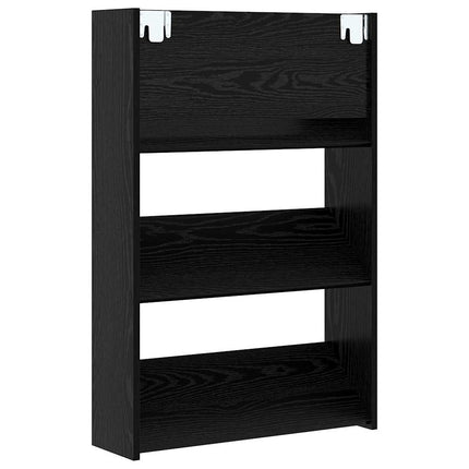 Sko skab 60 x 18 x 90 cm Konstrueret træ Sort eg