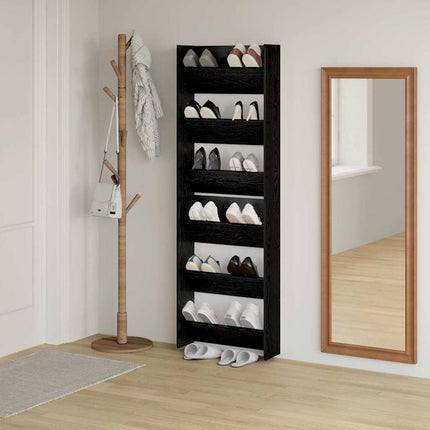Sko skab 2 stk. 60 x 18 x 90 cm Konstrueret træ Sort eg