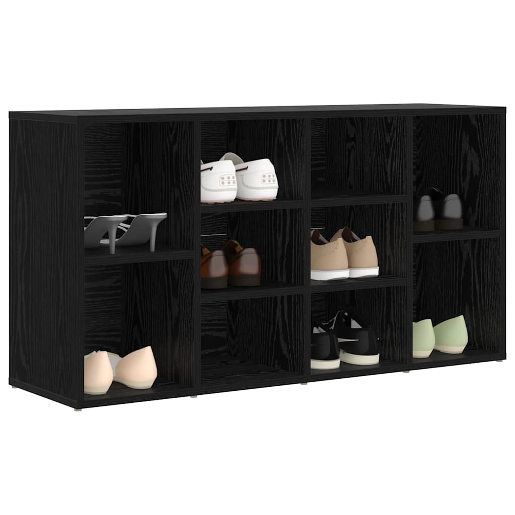 Sko bænk med hylde Sort eg 103 x 30 x 54,5 cm Konstrueret træ
