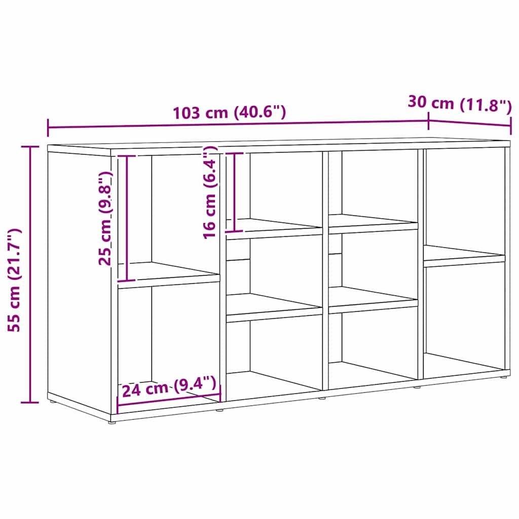 Sko bænk med hylde Sort eg 103 x 30 x 54,5 cm Konstrueret træ