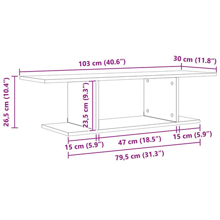 TV-møbelsæt 103 x 30 x 26,5 cm Sort Konstrueret træ