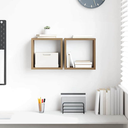 Væghylder med hylde 2 pcs Artisan Egetræ Konstrueret træ