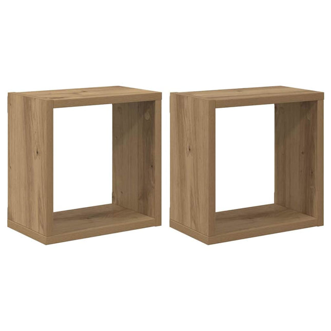 Væghylder med hylde 2 pcs Artisan Egetræ Konstrueret træ