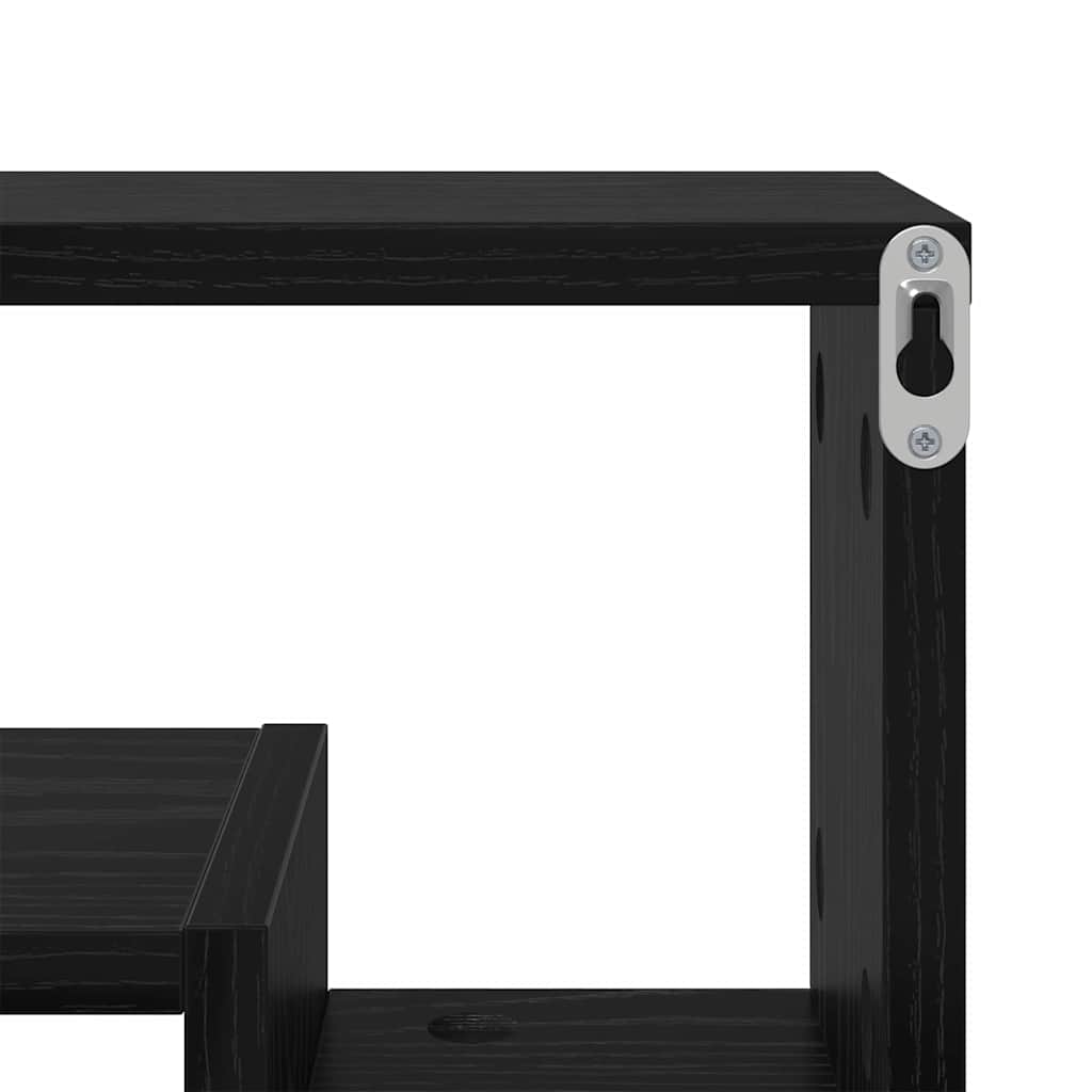 Væghylde med hylde Sort eg 82 x 15 x 51 cm Konstrueret træ