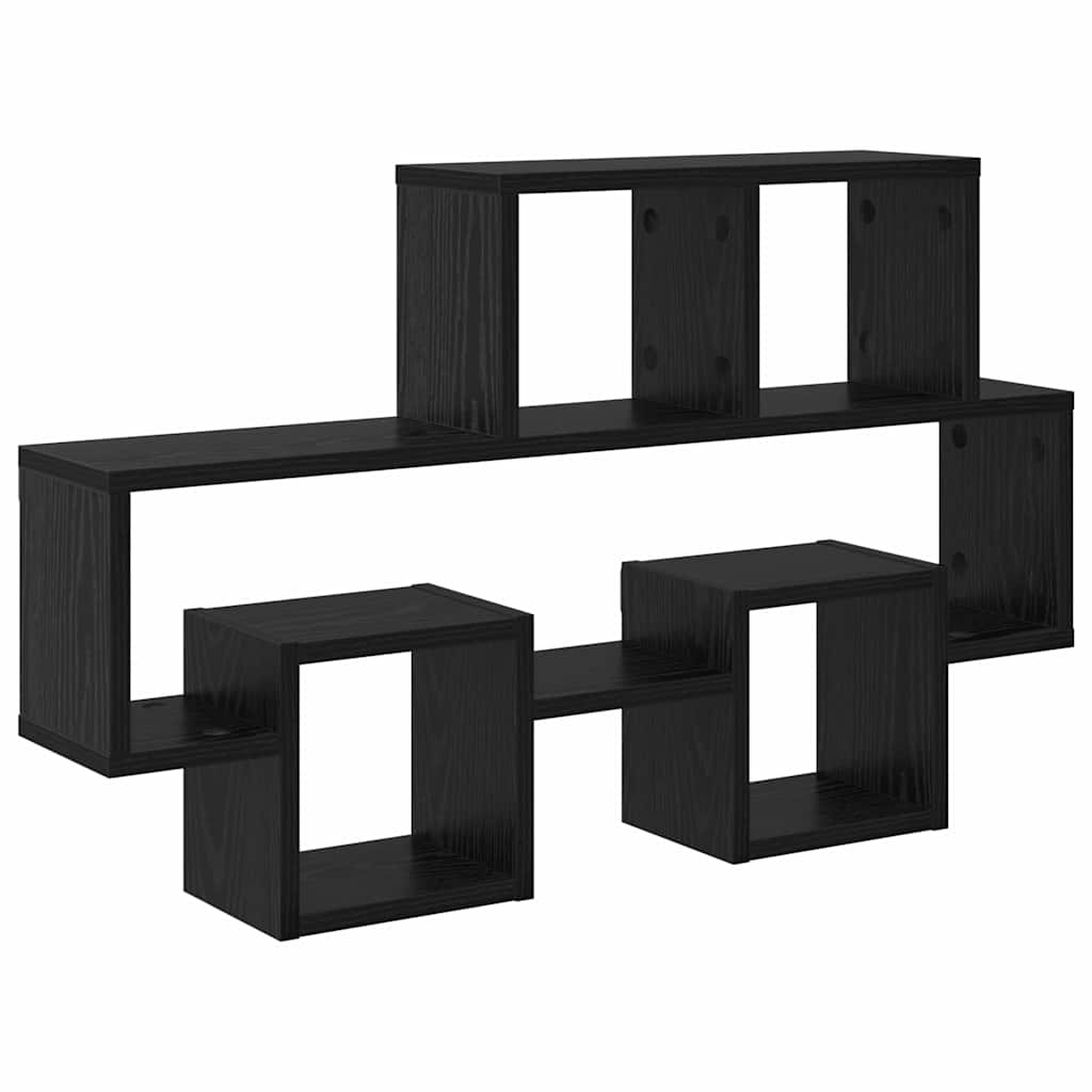 Væghylde med hylde Sort eg 82 x 15 x 51 cm Konstrueret træ