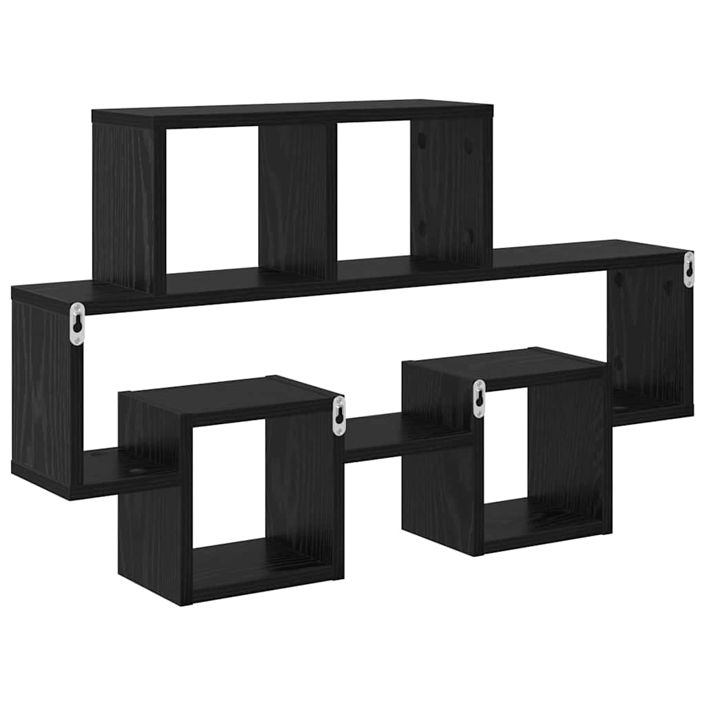 Væghylde med hylde Sort eg 82 x 15 x 51 cm Konstrueret træ