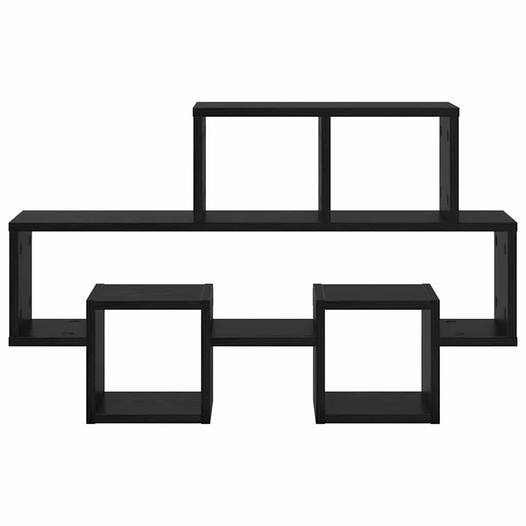 Væghylde med hylde Sort eg 82 x 15 x 51 cm Konstrueret træ