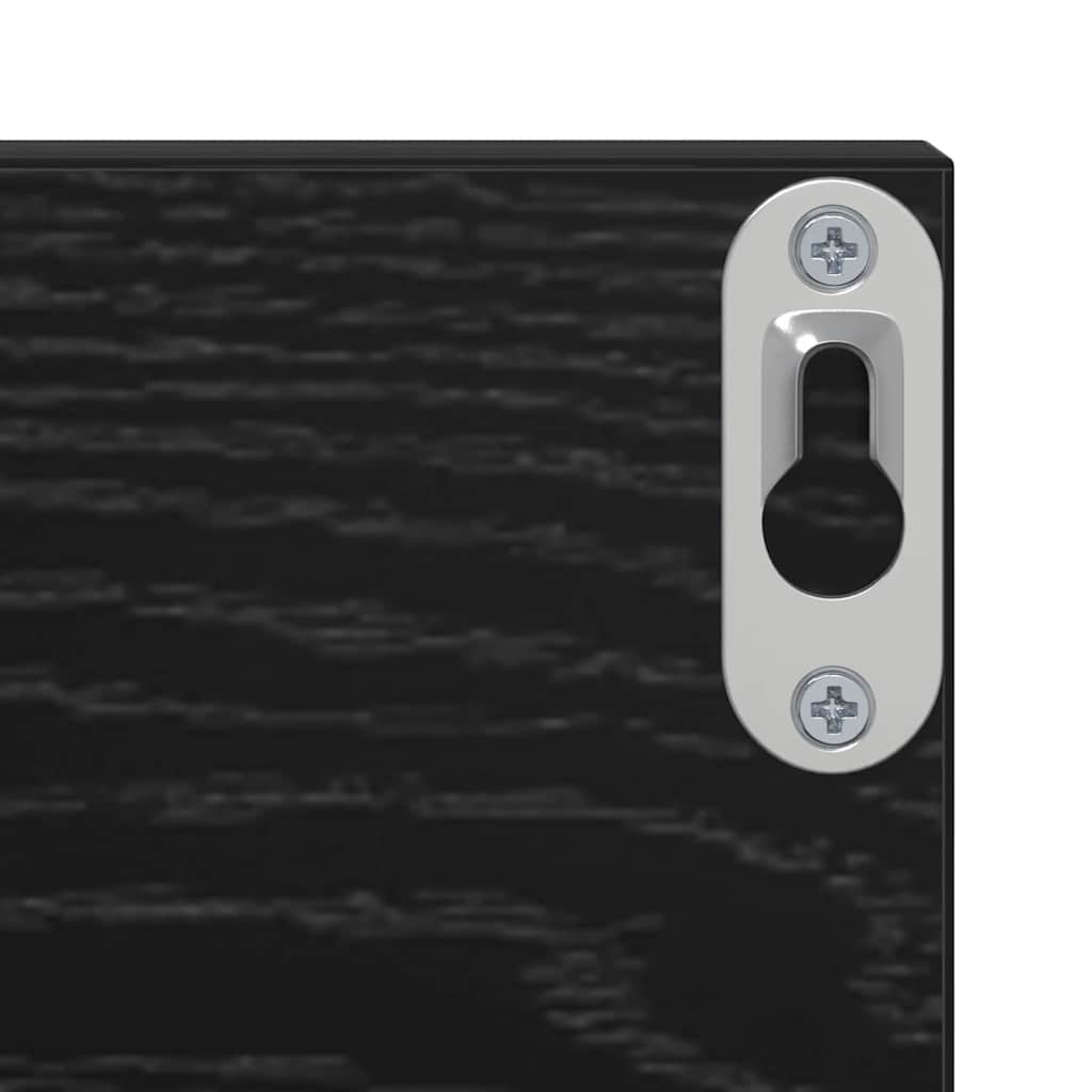 Væghylde 2 pcs Sort eg 80 x 11,5 x 18 cm Konstrueret træ