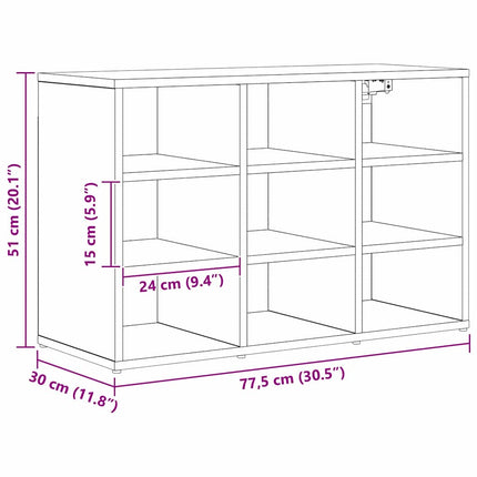 Sko skab 77,5 x 30 x 51 cm Konstrueret træ Sort eg