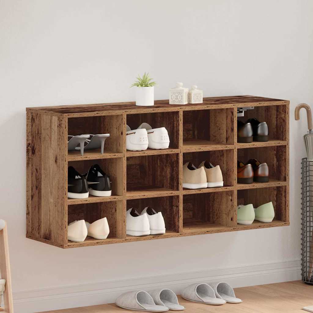 Sko skab med hylde Gammelt træ 103 x 30 x 51 cm Konstrueret træ