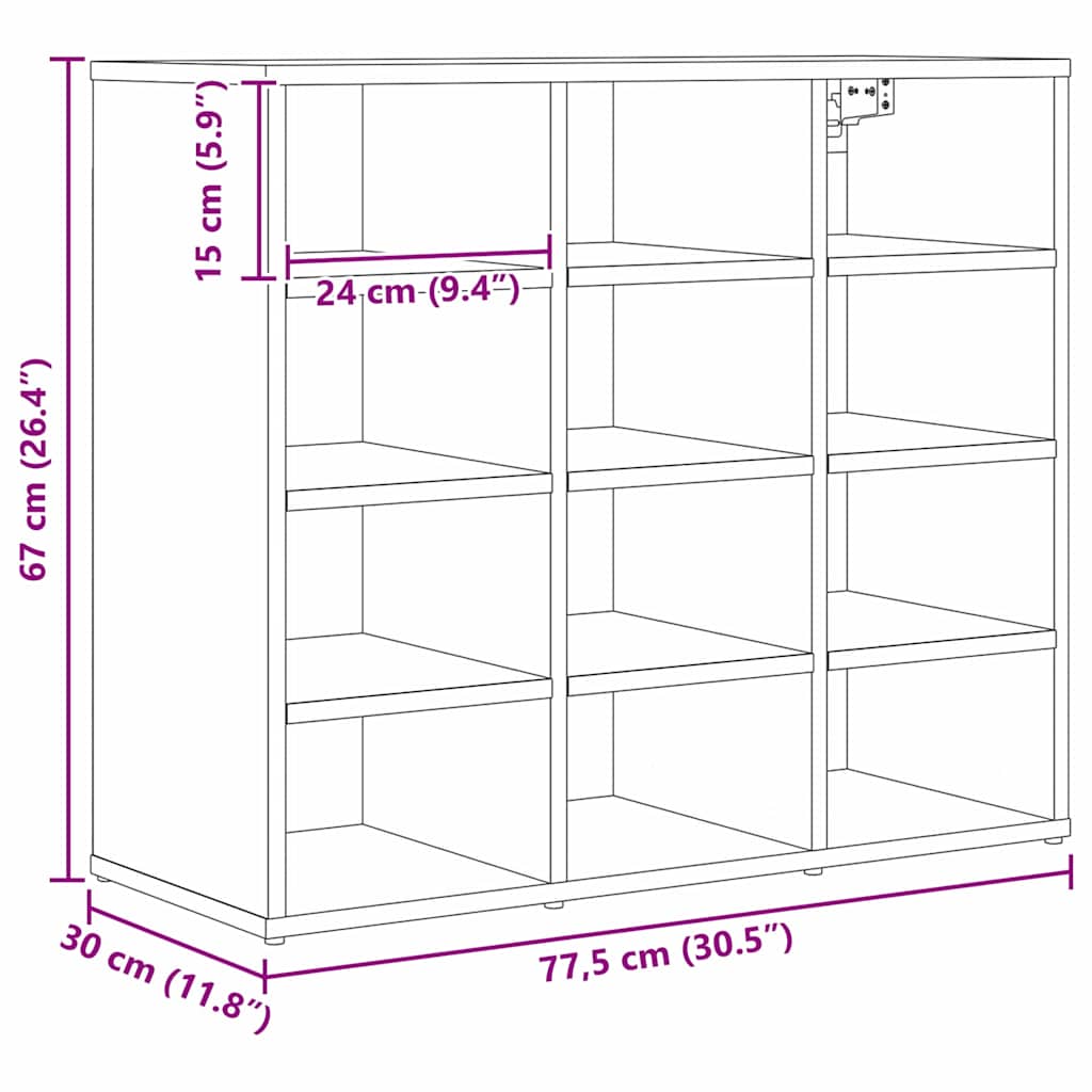 Sko skab Artisan Egetræ 77,5 x 30 x 67 cm Konstrueret træ
