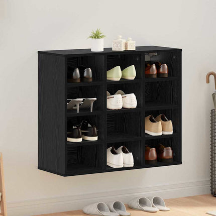 Sko skab 77,5 x 30 x 67 cm Konstrueret træ Sort eg