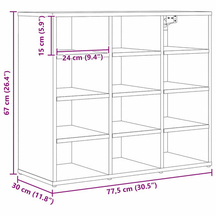 Sko skab 77,5 x 30 x 67 cm Konstrueret træ Sort eg
