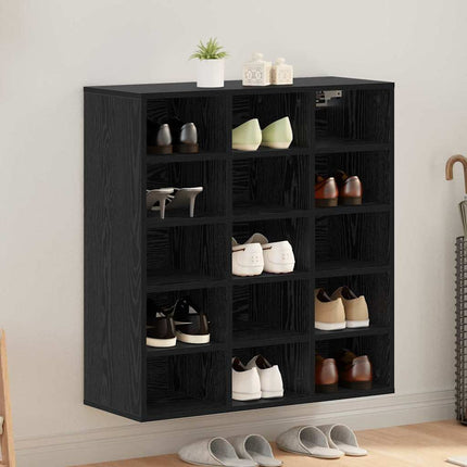 Sko skab 77,5 x 30 x 83,5 cm Konstrueret træ Sort eg
