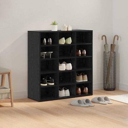 Sko skab 77,5 x 30 x 83,5 cm Konstrueret træ Sort eg