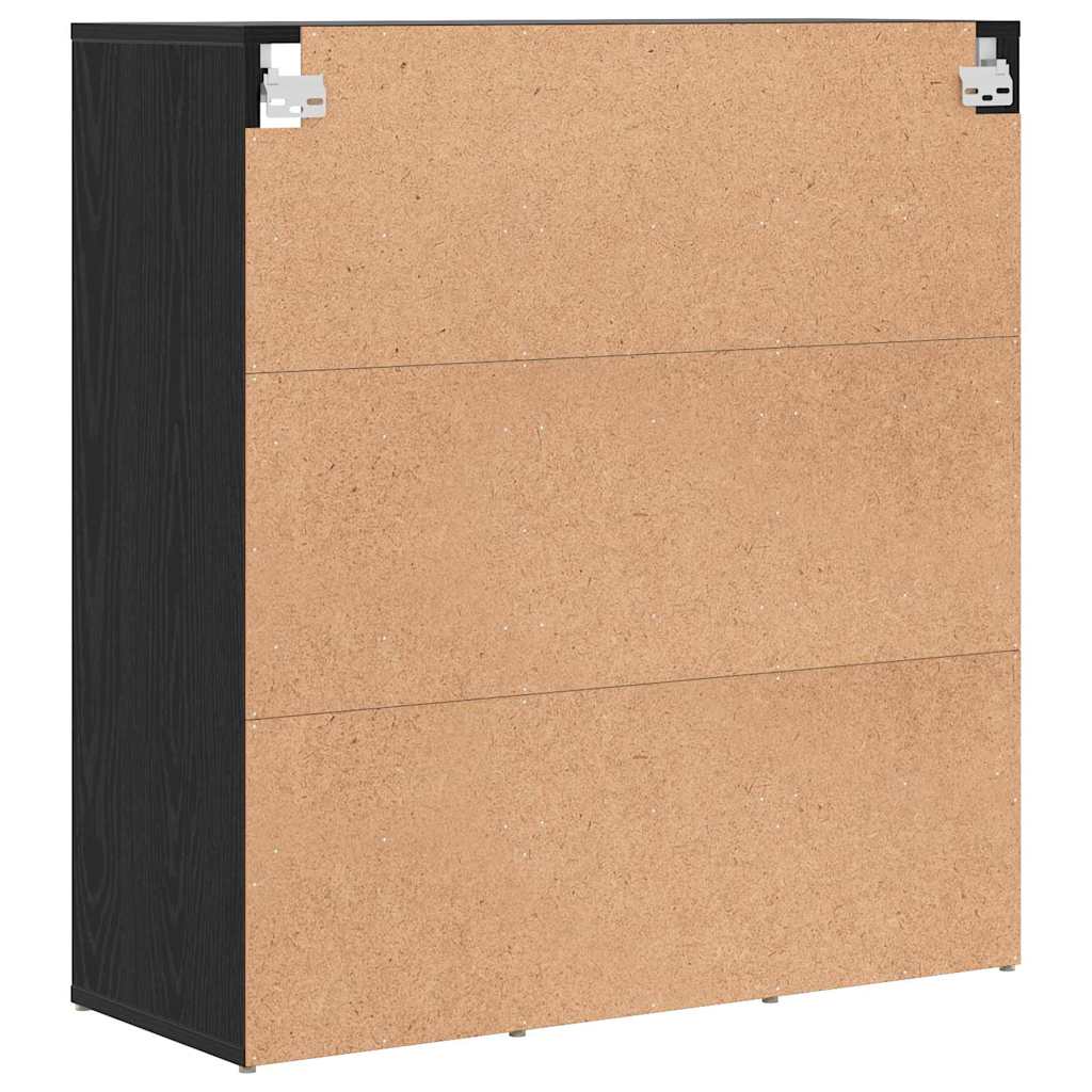 Sko skab med hylde Sort eg 77,5 x 30 x 83,5 cm Konstrueret træ