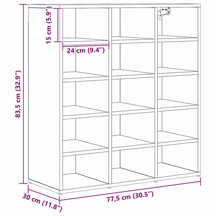 Sko skab 77,5 x 30 x 83,5 cm Konstrueret træ Sort eg