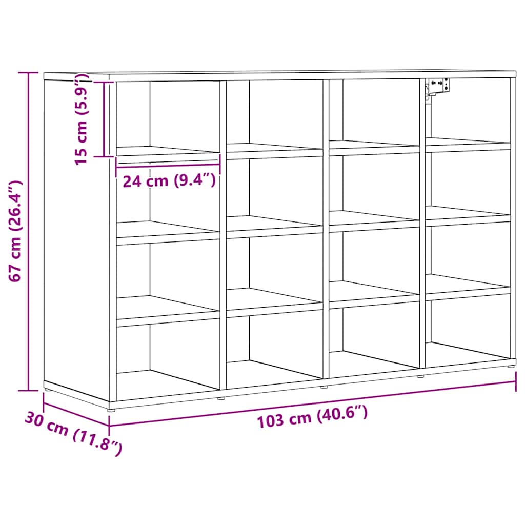 Sko skab med hylde Gammelt træ 103 x 30 x 67 cm Konstrueret træ