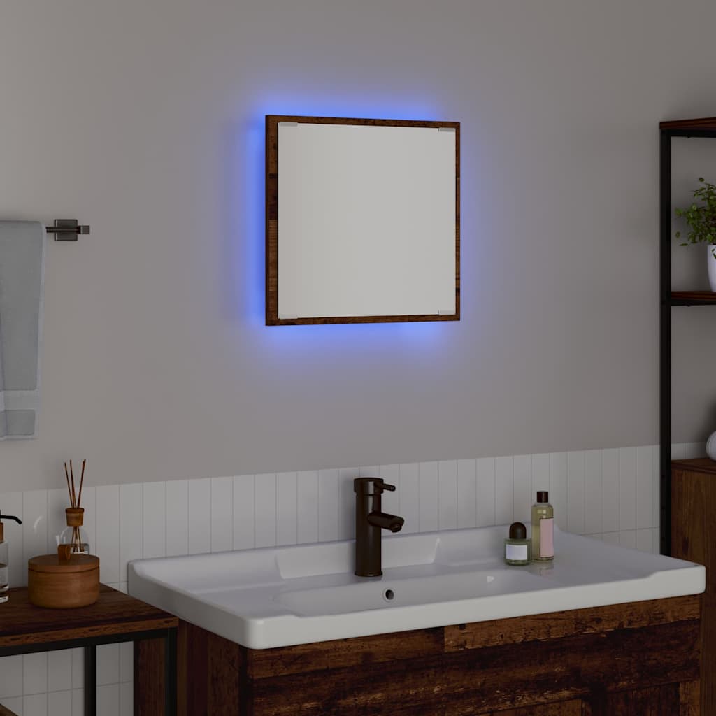 LED badeværelsesspejl med spejllys Gammelt træ 40 x 37 x 8.5 cm