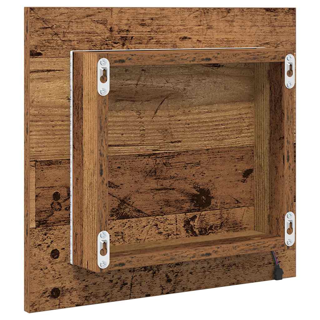 LED badeværelsesspejl med spejllys Gammelt træ 40 x 37 x 8.5 cm