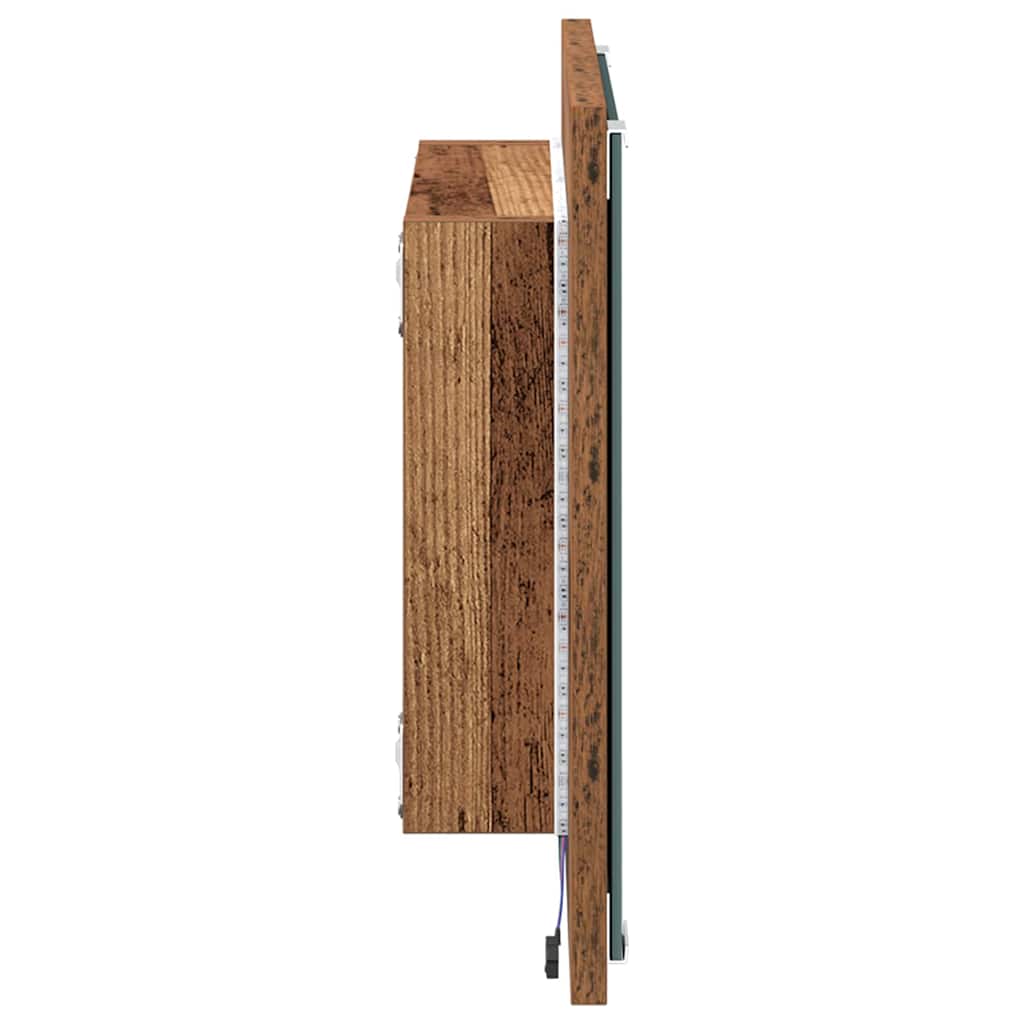 LED badeværelsesspejl med spejllys Gammelt træ 40 x 37 x 8.5 cm