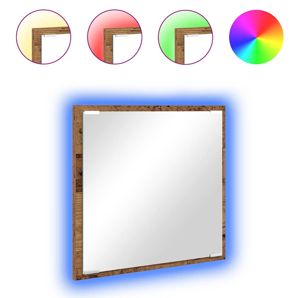 LED badeværelsesspejl med spejllys Gammelt træ 40 x 37 x 8.5 cm
