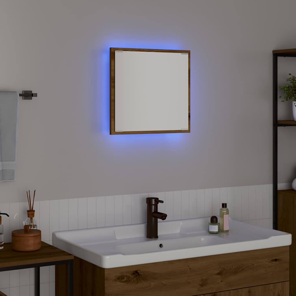 LED badeværelsesspejl med spejl Artisan Egetræ 40 x 37 x 8.5 cm
