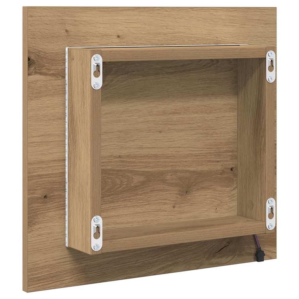 LED badeværelsesspejl med spejl Artisan Egetræ 40 x 37 x 8.5 cm