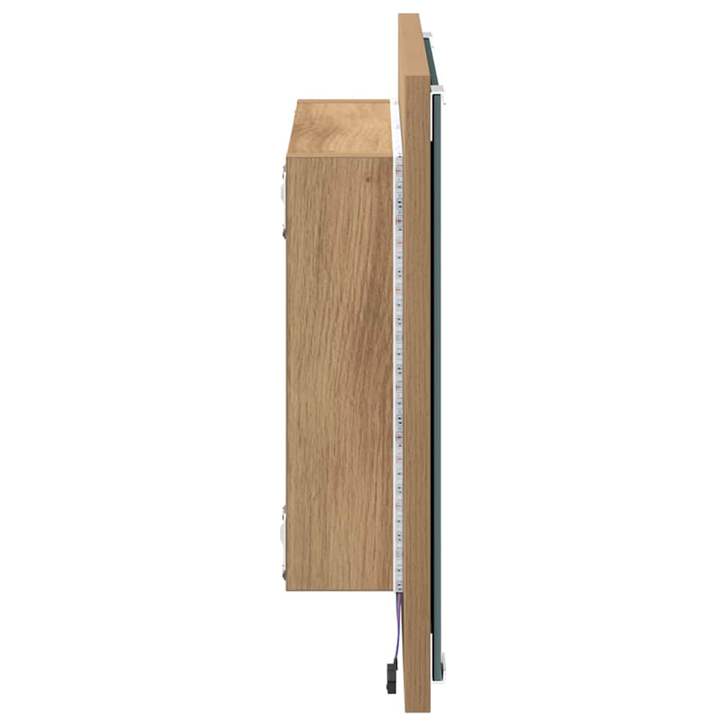 LED badeværelsesspejl med spejl Artisan Egetræ 40 x 37 x 8.5 cm