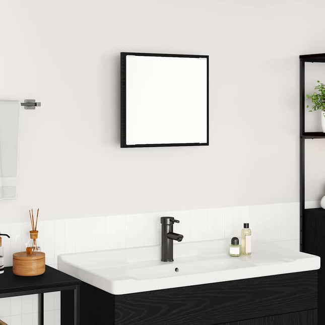 LED badeværelsesspejl Sort eg 40 x 37 x 8.5 cm Konstrueret træ
