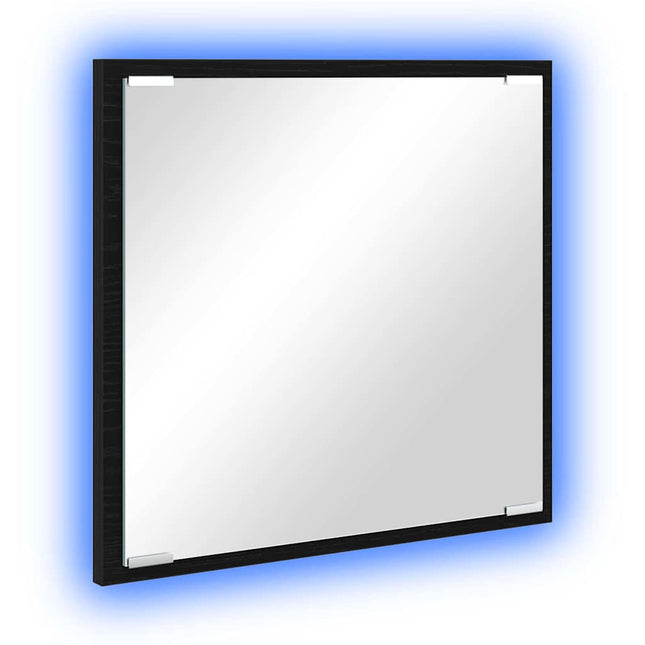 LED badeværelsesspejl Sort eg 40 x 37 x 8.5 cm Konstrueret træ