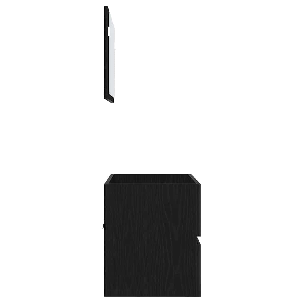 Badeværelsesmøbel sæt 2 pcs Sort eg Samlet træ og metal