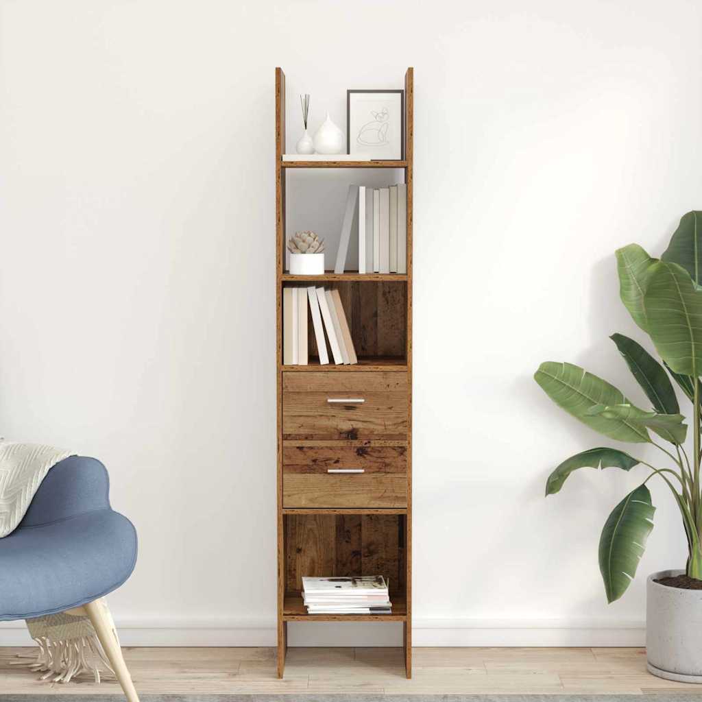 Bogskab 2 niveauer 40 x 35 x 180 cm Konstrueret træ Gammelt træ billede