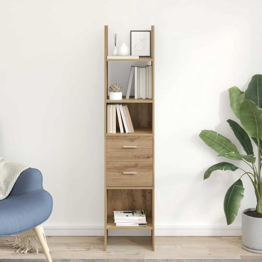 vidaXL Bogskab 2 niveauer 40 x 35 x 180 cm Konstrueret træ artisan eg