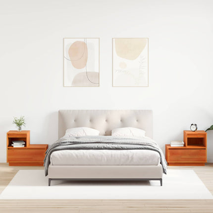 Natskab 2 pcs Voks brun 60 x 34 x 51 cm Konstrueret træ
