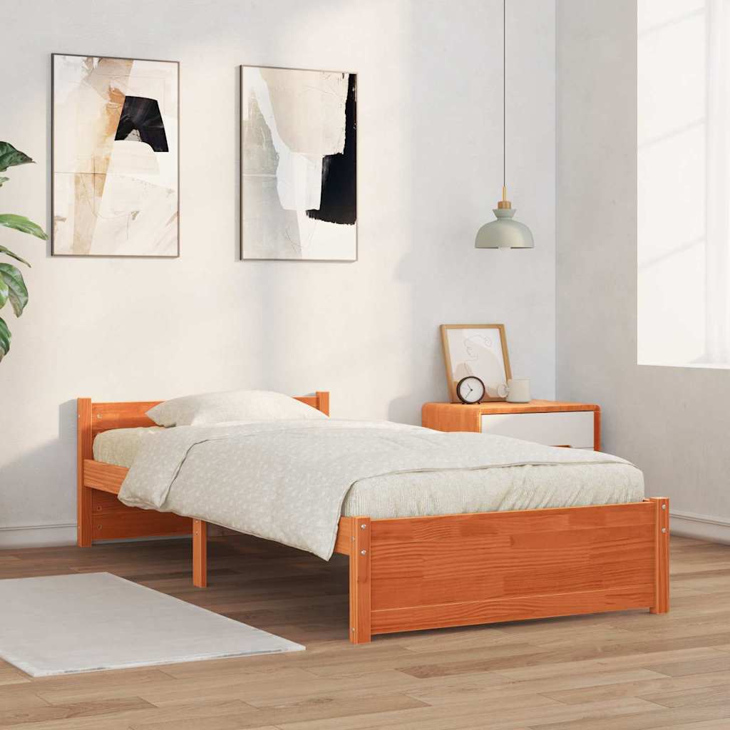 Sengestel Voks brun 195,5 x 80,5 x 51 cm Massiv fyrretræ
