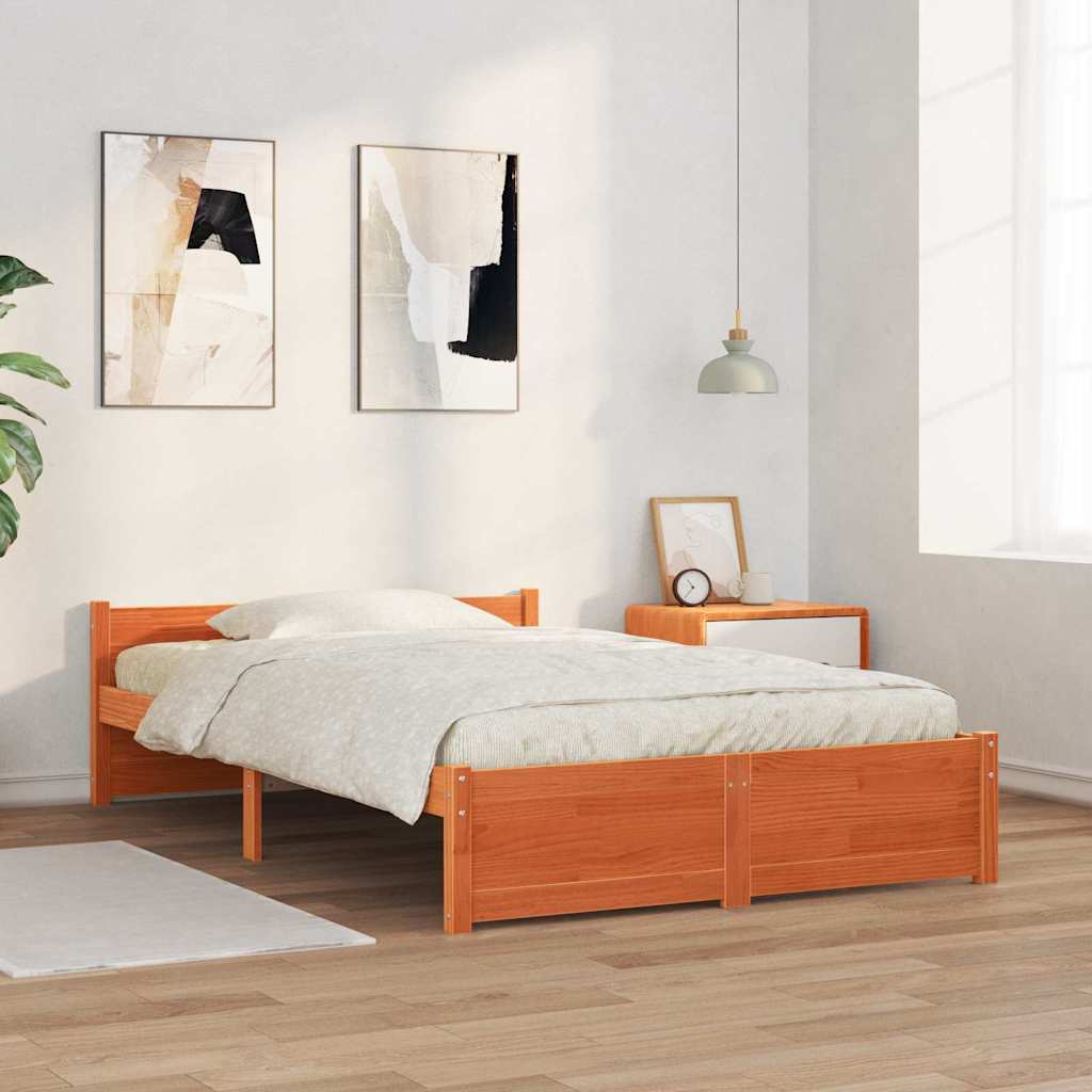 Sengestel Voks brun 195,5 x 140,5 x 51 cm Massiv fyrretræ