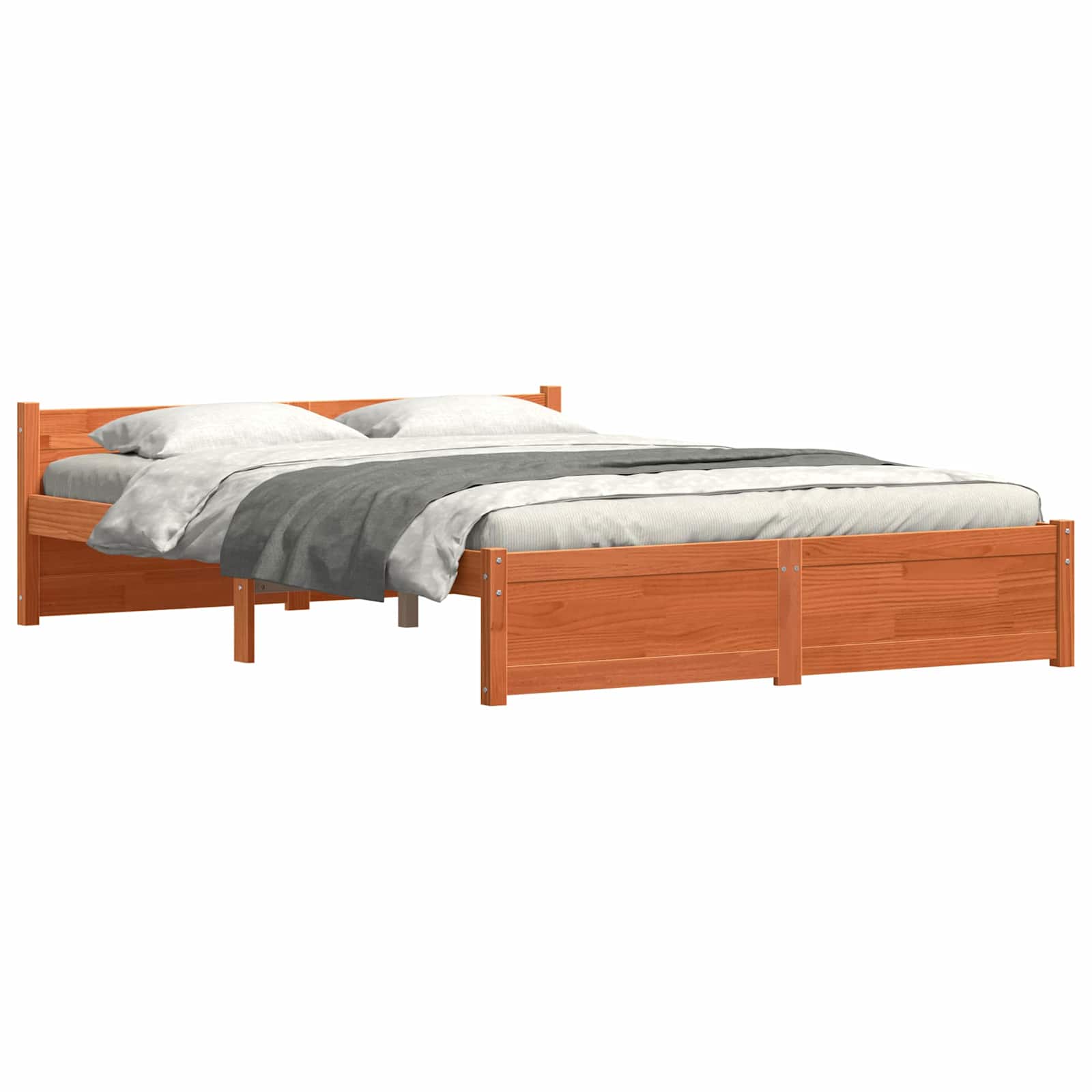 Sengestel Voks brun 205,5 x 155,5 x 51 cm Massiv fyrretræ