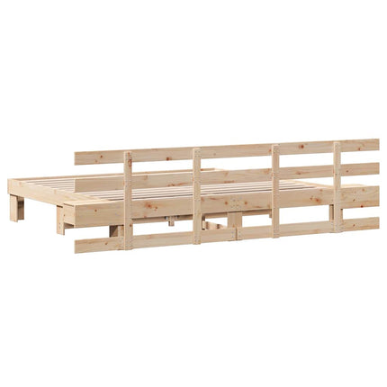 Sengestel med hovedgærde Brun 200 x 200 cm Massiv fyrretræ