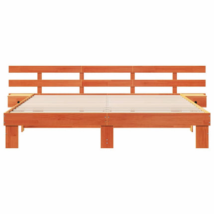 Sengestel med hovedgærde Brun 200 x 200 cm Massiv fyrretræ